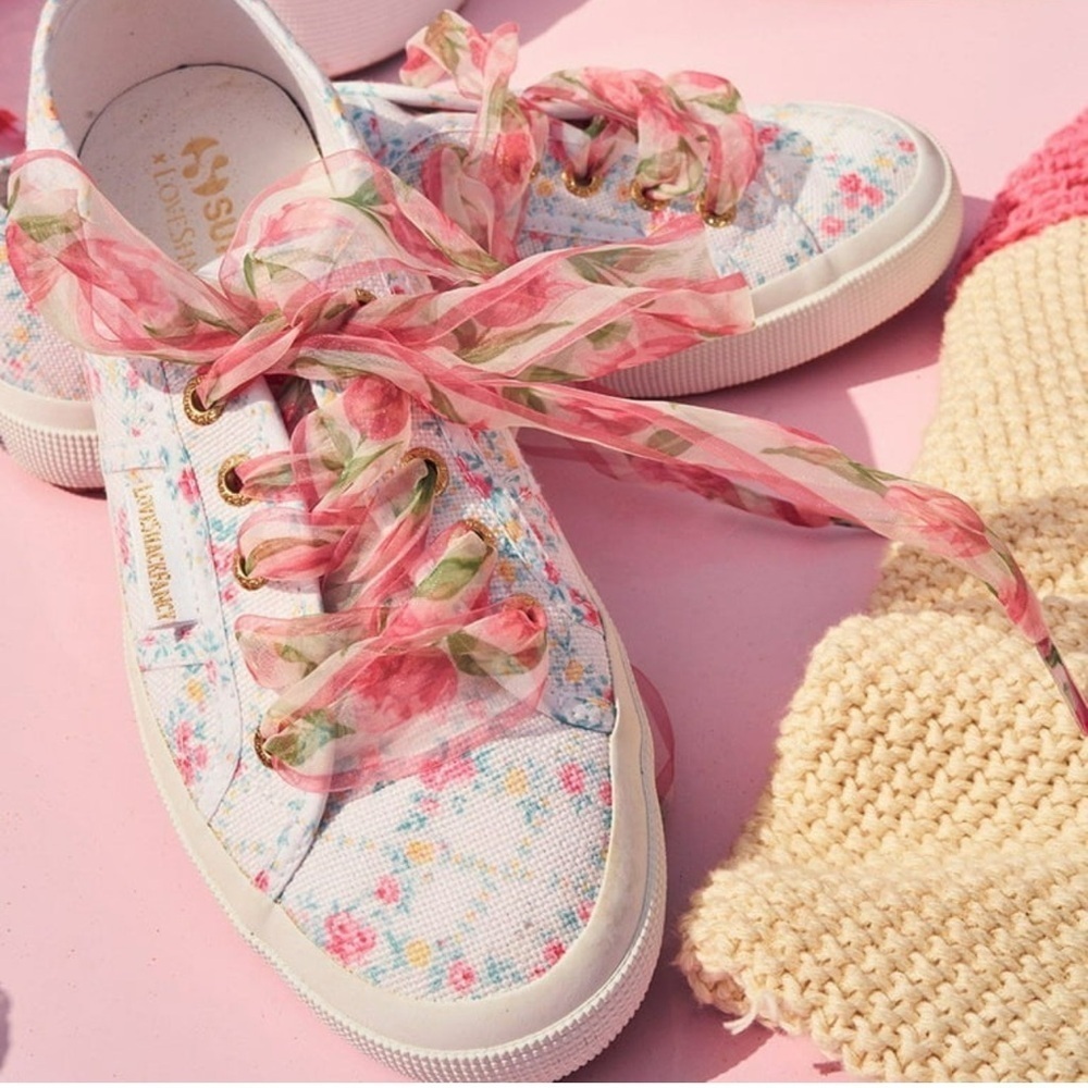 Beautiful Loveshack Fancy × Superga white floral sneakers  size 39/8.5